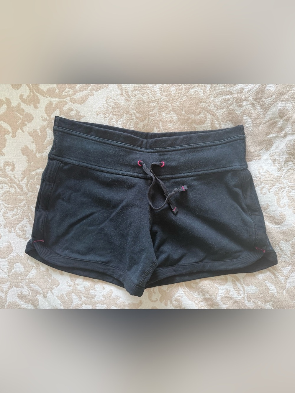 lululemon athletica Black Athletic Drawstring Shorts with Pink Accents